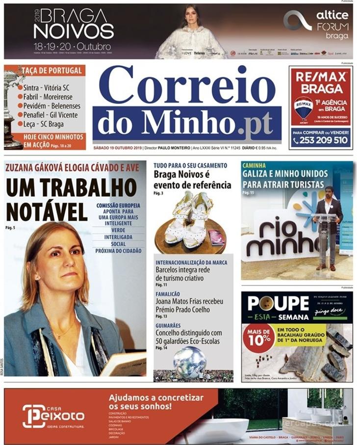 Capa Correio do Minho - 2019-10-19