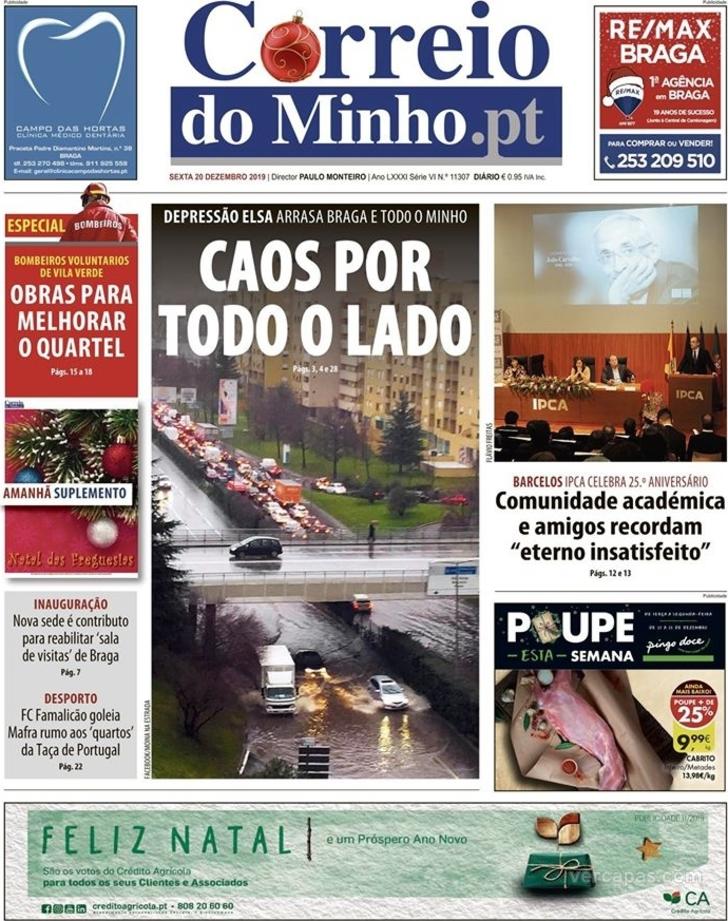 Capa Correio do Minho - 2019-12-20