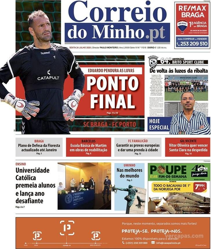 Capa Correio do Minho - 2020-07-24