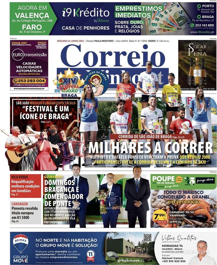 Capa Correio do Minho - 2025-06-23