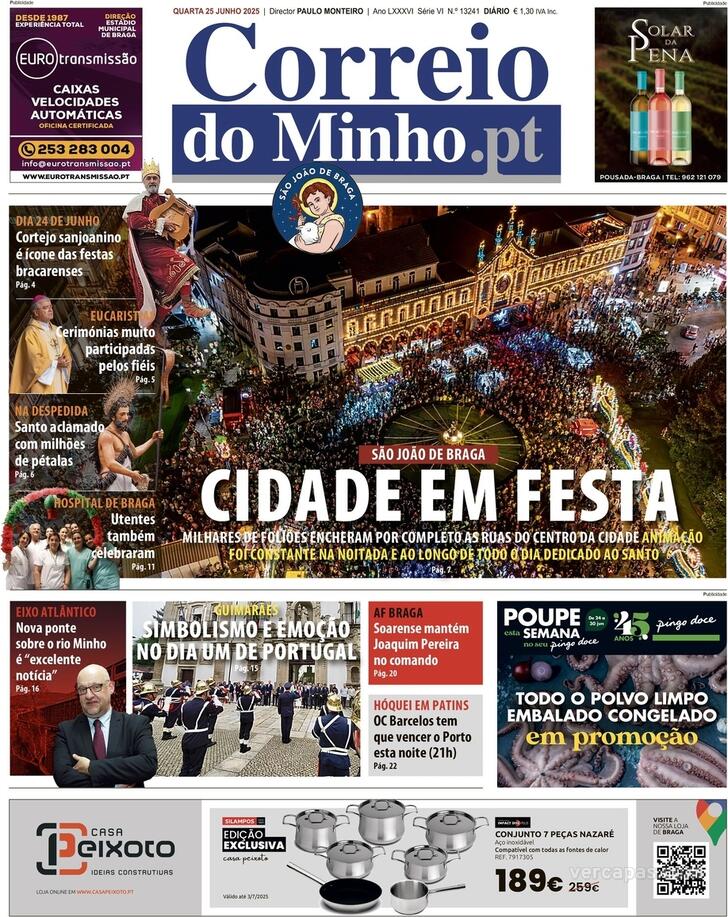 Capa Correio do Minho - 2025-06-25