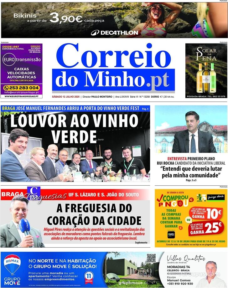 Capa Correio do Minho - 2025-07-12
