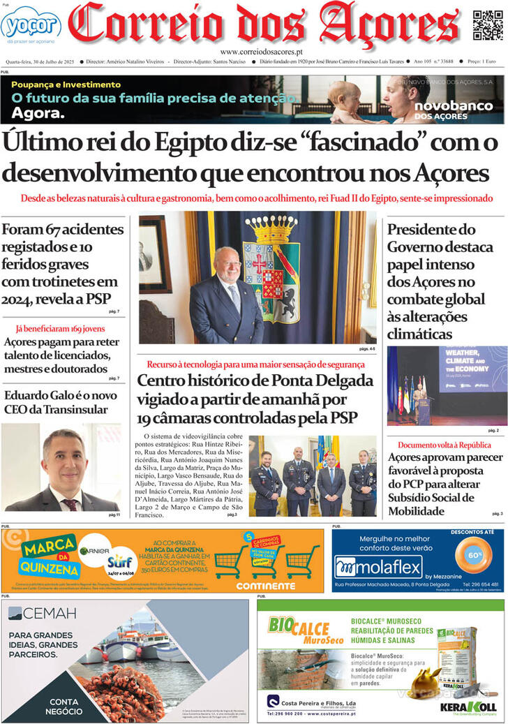 Capa Correio dos Aores - 2025-07-30