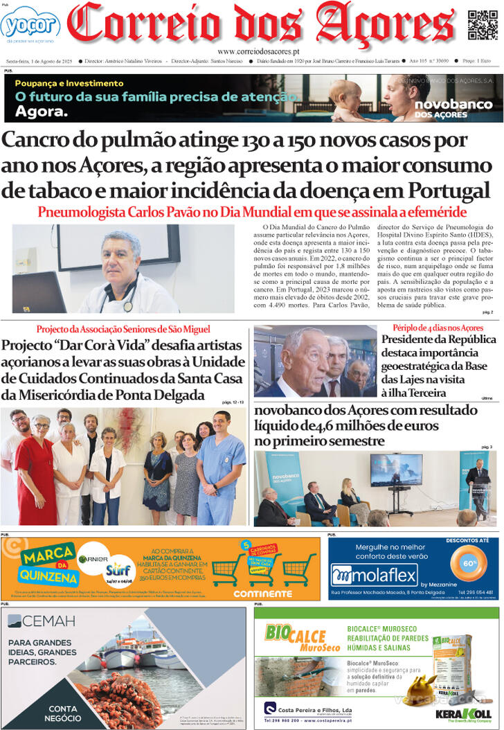 Capa Correio dos Aores - 2025-08-01