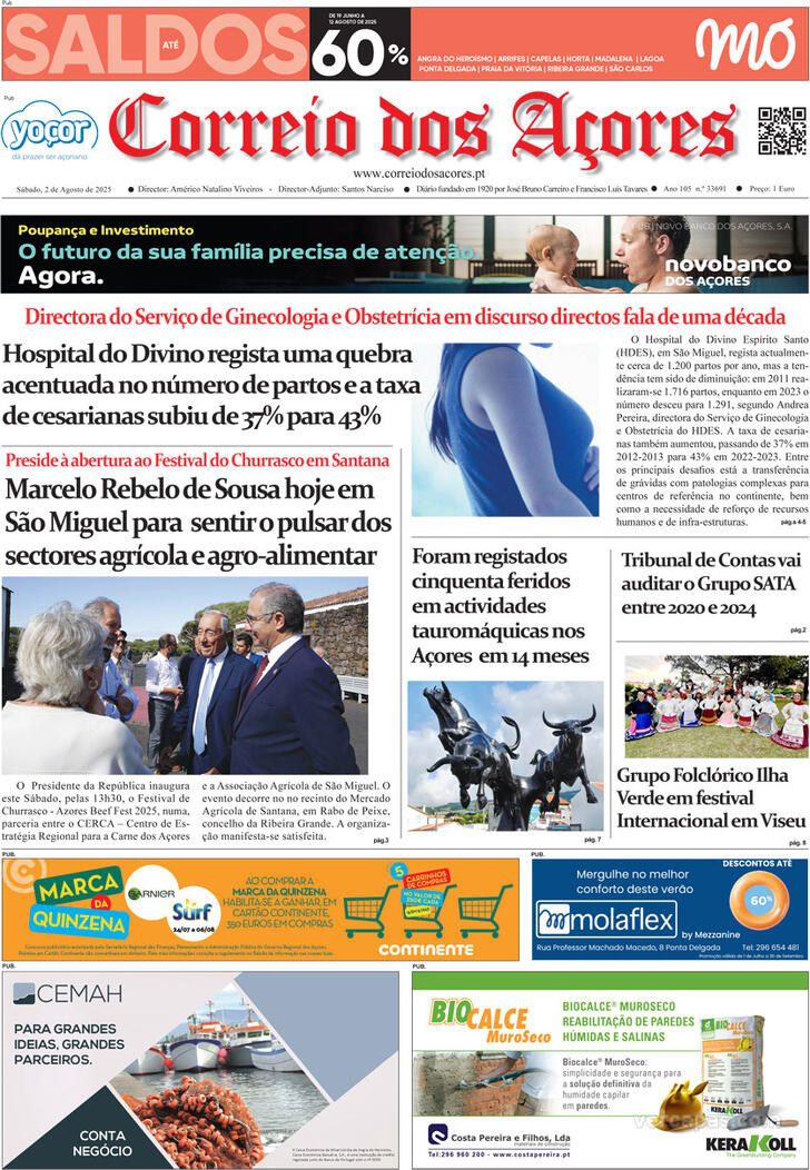 Capa Correio dos Aores - 2025-08-02