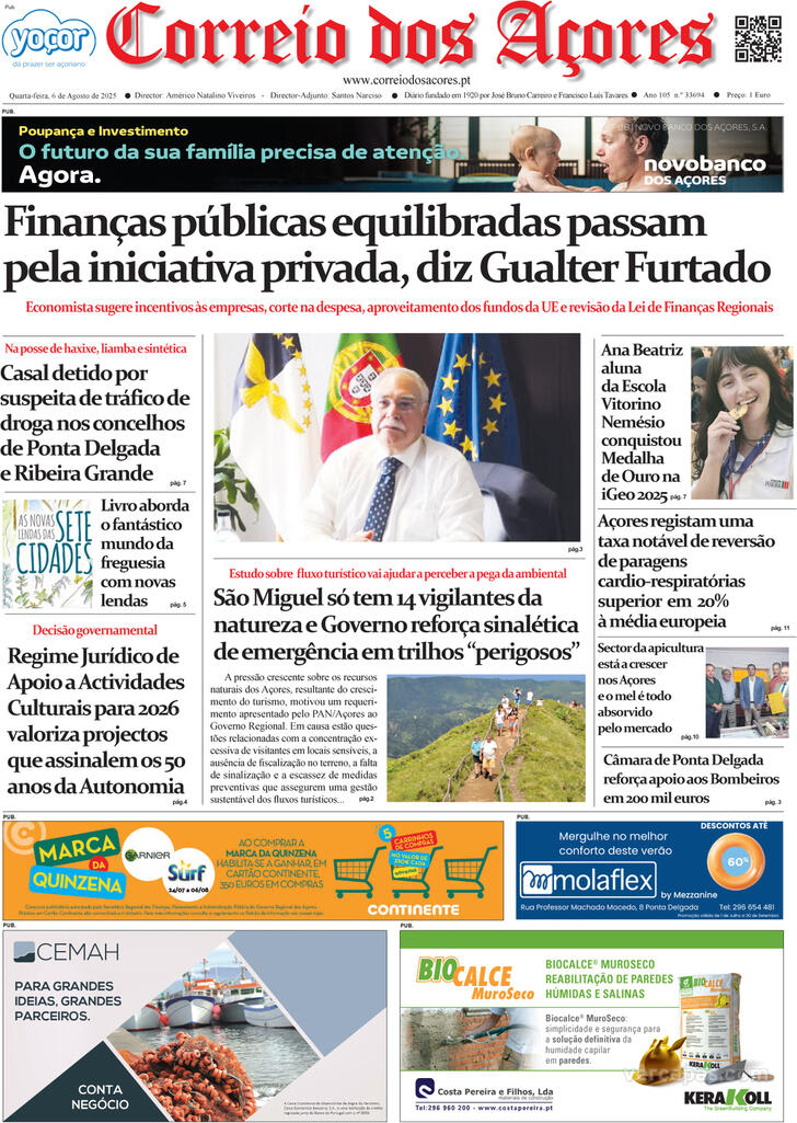 Capa Correio dos Aores - 2025-08-06