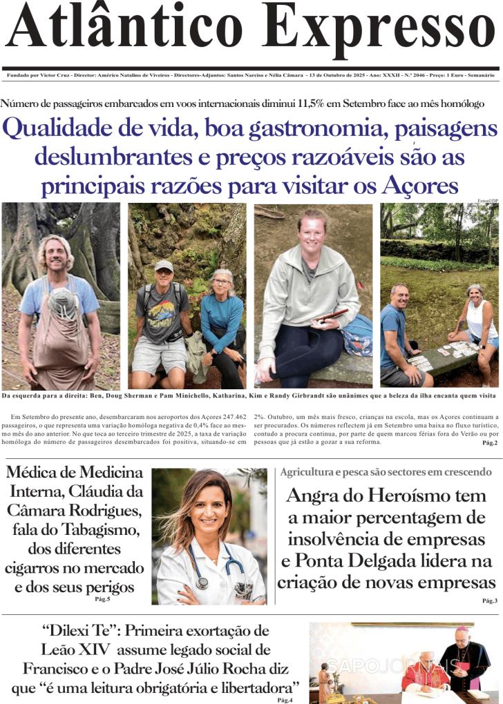 Capa Correio dos Aores - 2025-10-13