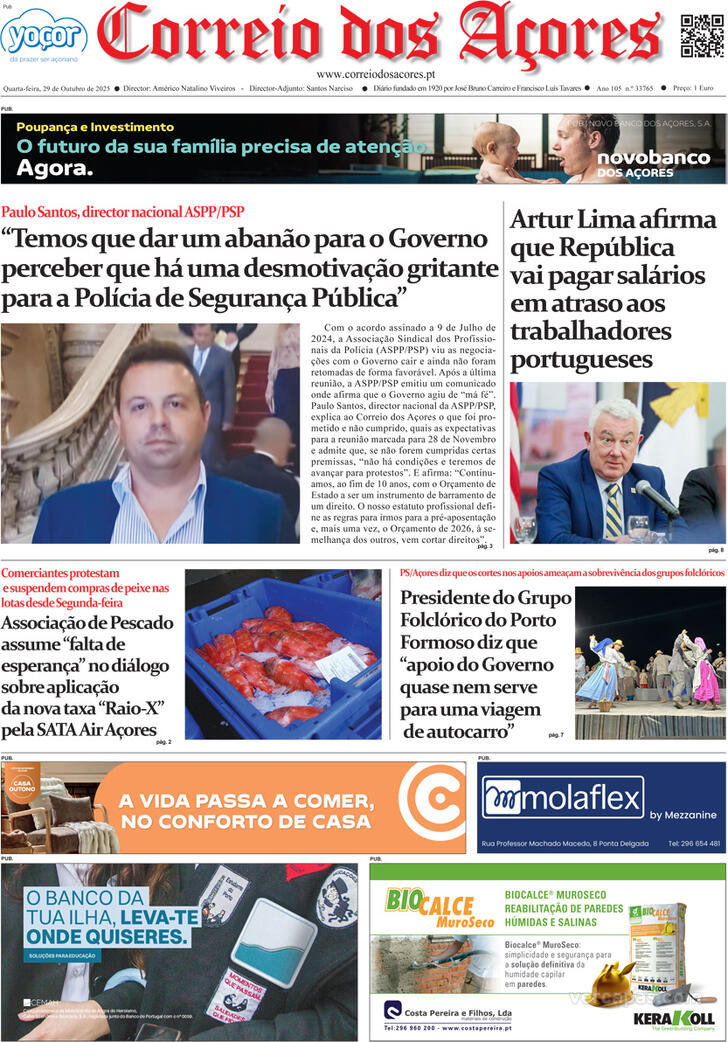 Capa Correio dos Aores - 2025-10-29