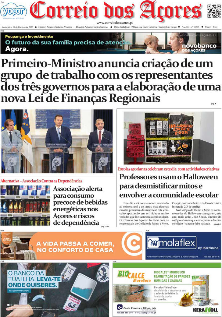 Capa Correio dos Aores - 2025-10-31