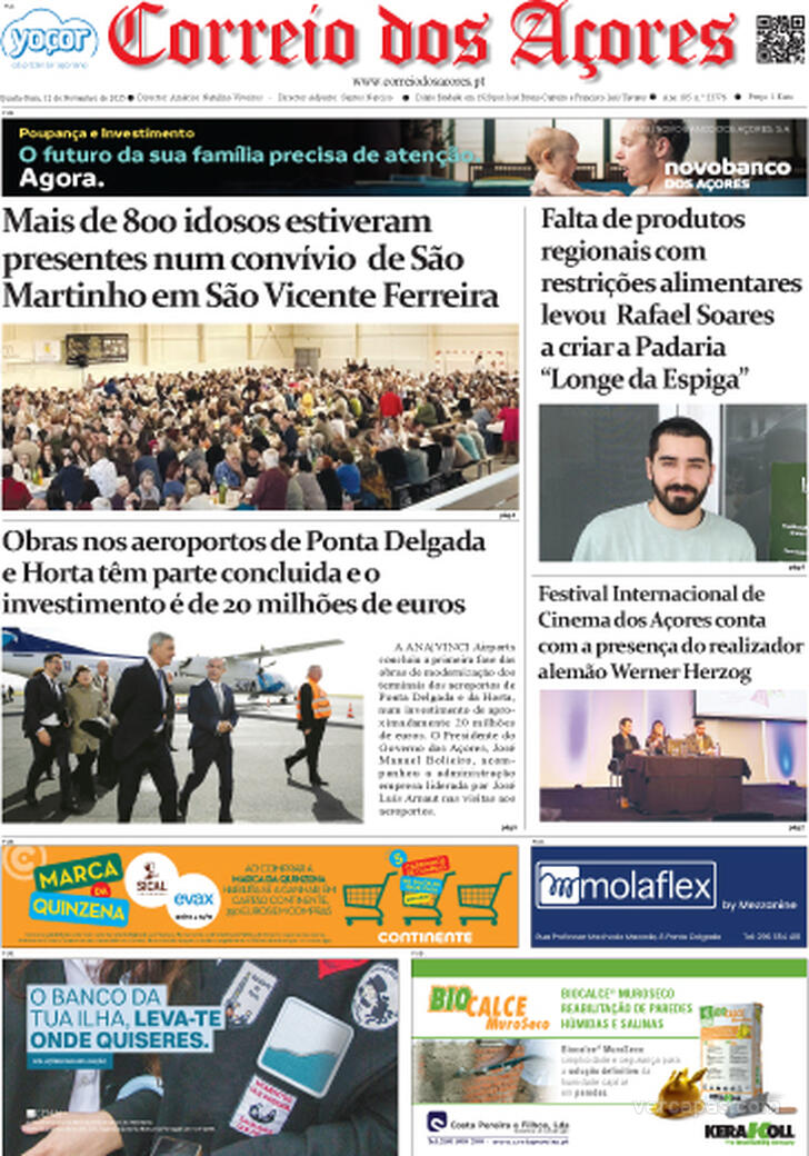 Capa Correio dos Aores - 2025-11-12