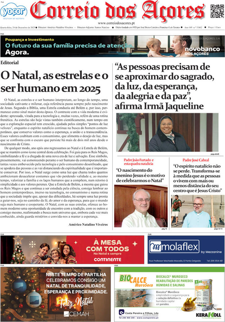 Capa Correio dos A�ores - 2025-12-24