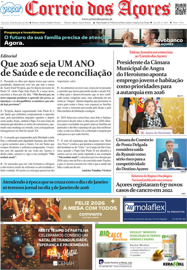 Capa Correio dos A�ores - 2025-12-31
