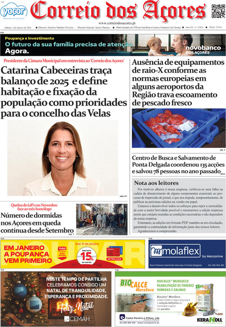 Capa Correio dos A�ores - 2026-01-03