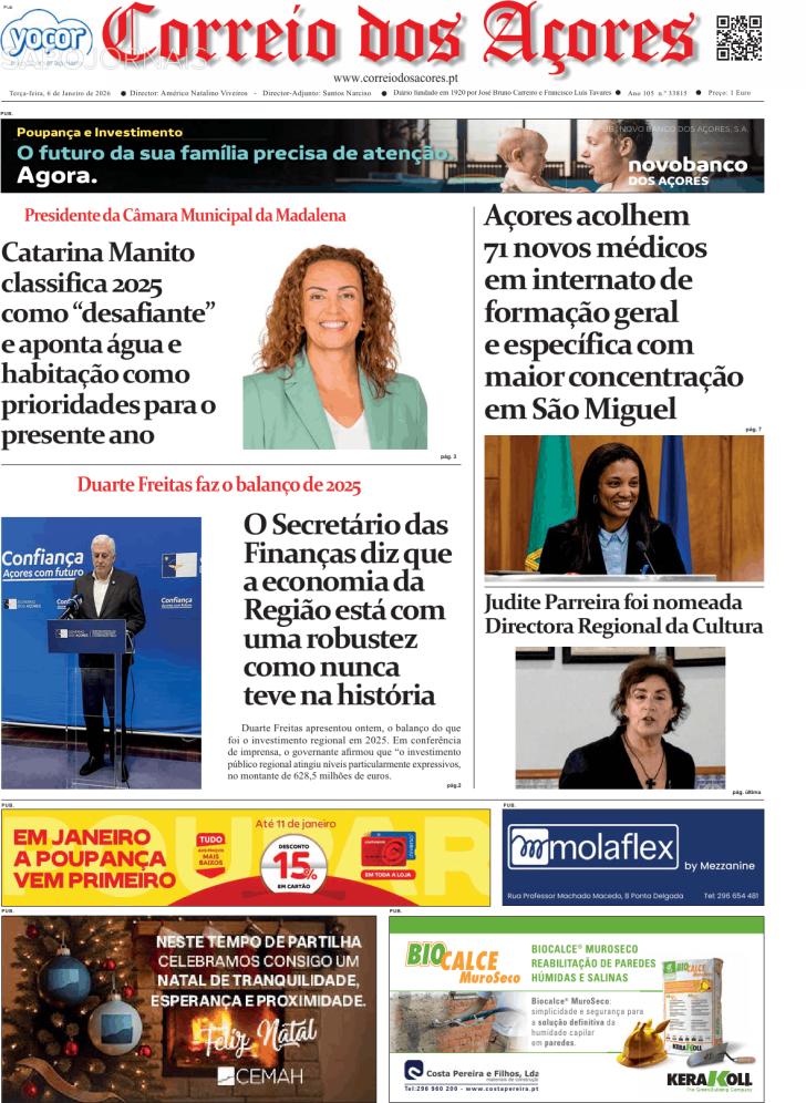 Capa Correio dos A�ores - 2026-01-06