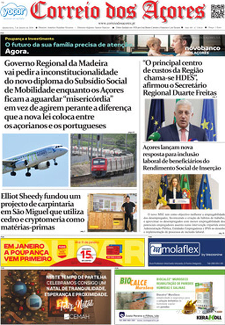 Capa Correio dos A�ores - 2026-01-07