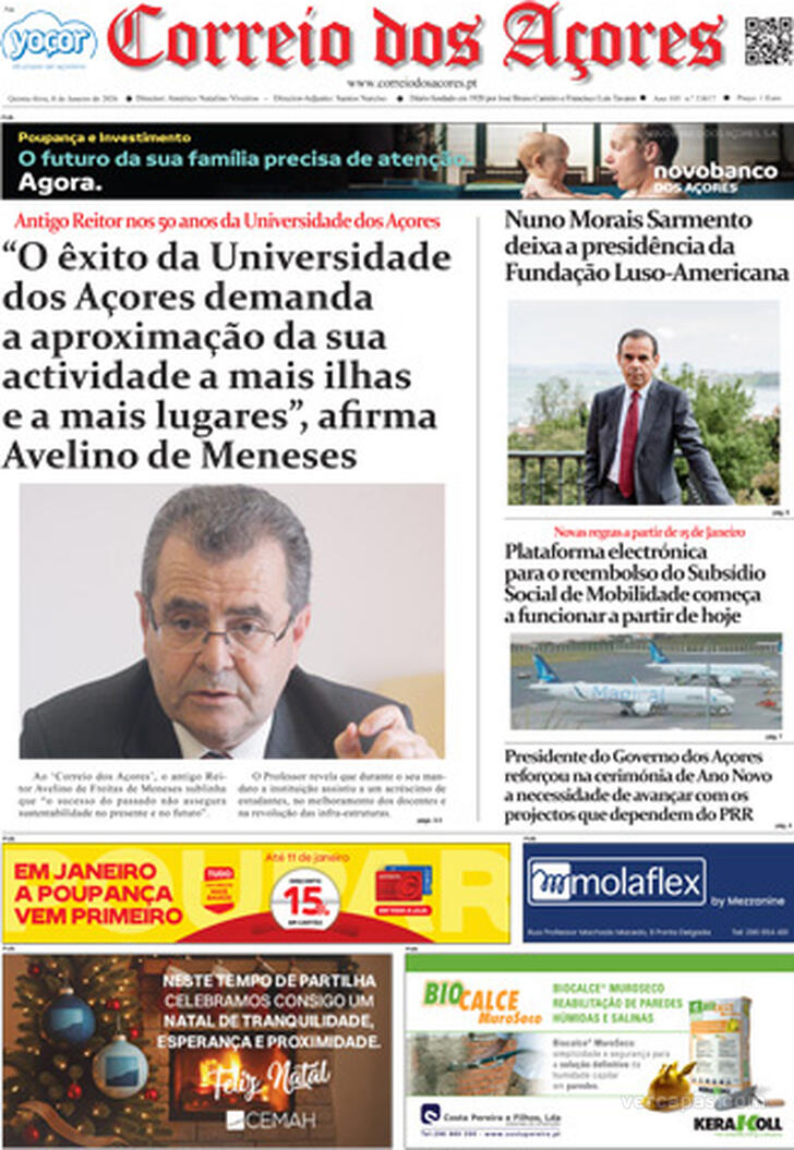 Capa Correio dos A�ores - 2026-01-08