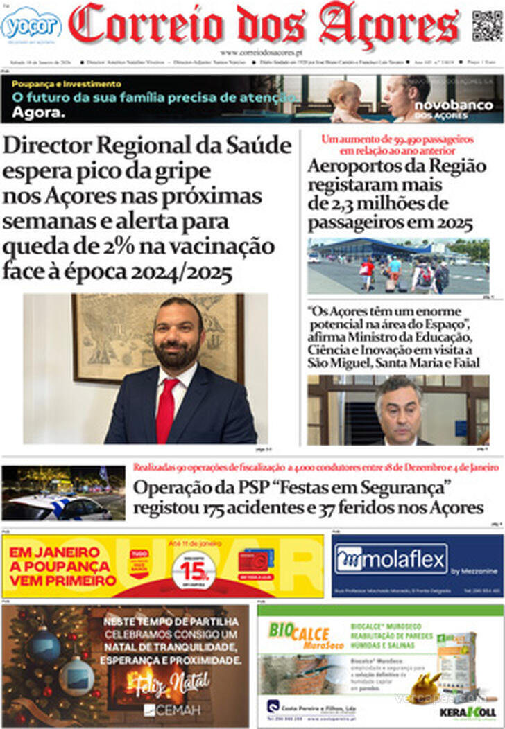 Capa Correio dos A�ores - 2026-01-10