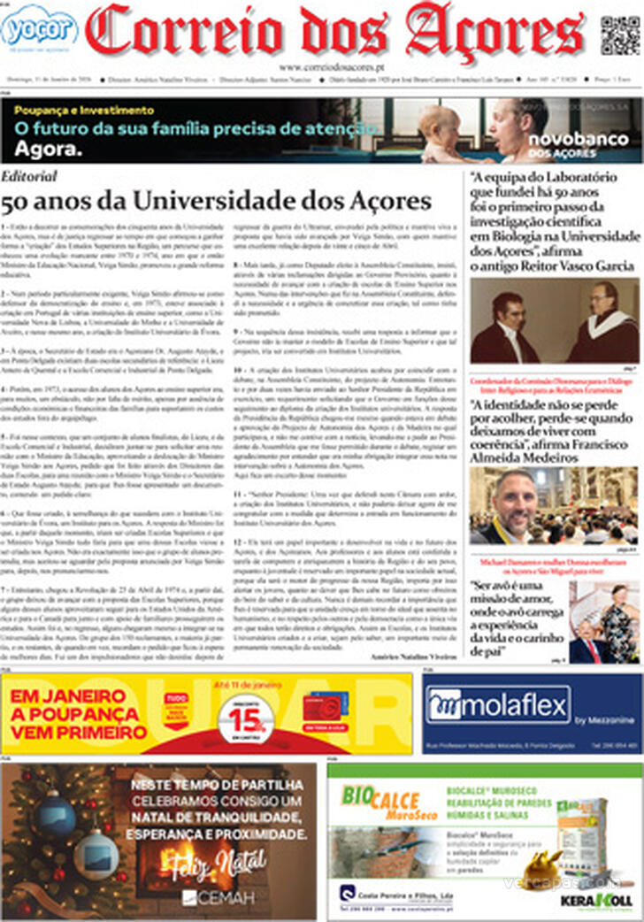 Capa Correio dos A�ores - 2026-01-11