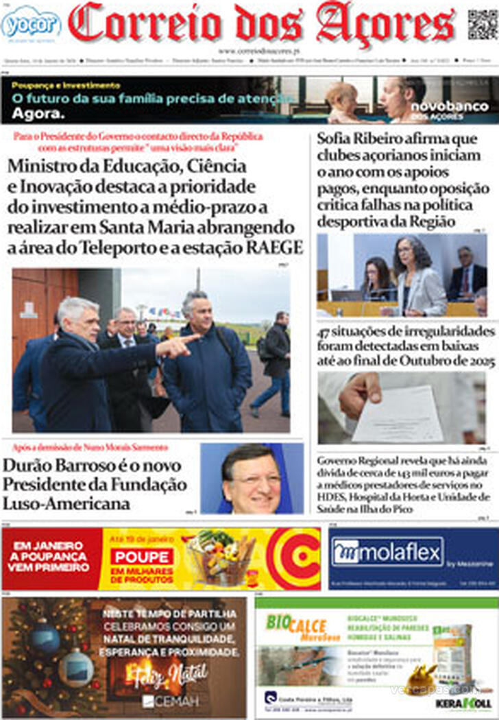 Capa Correio dos A�ores - 2026-01-14