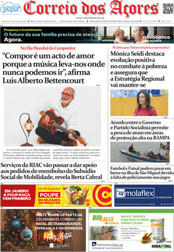 Capa Correio dos A�ores - 2026-01-15