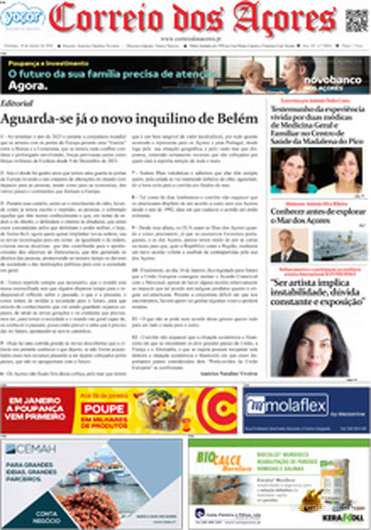 Capa Correio dos A�ores - 2026-01-18