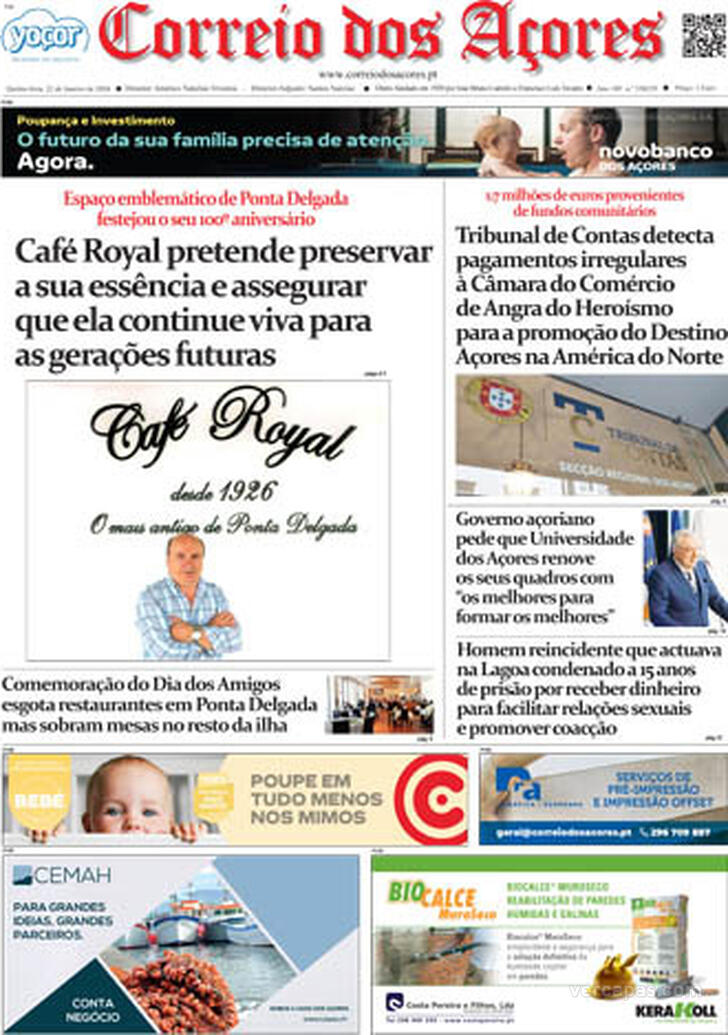 Capa Correio dos A�ores - 2026-01-22