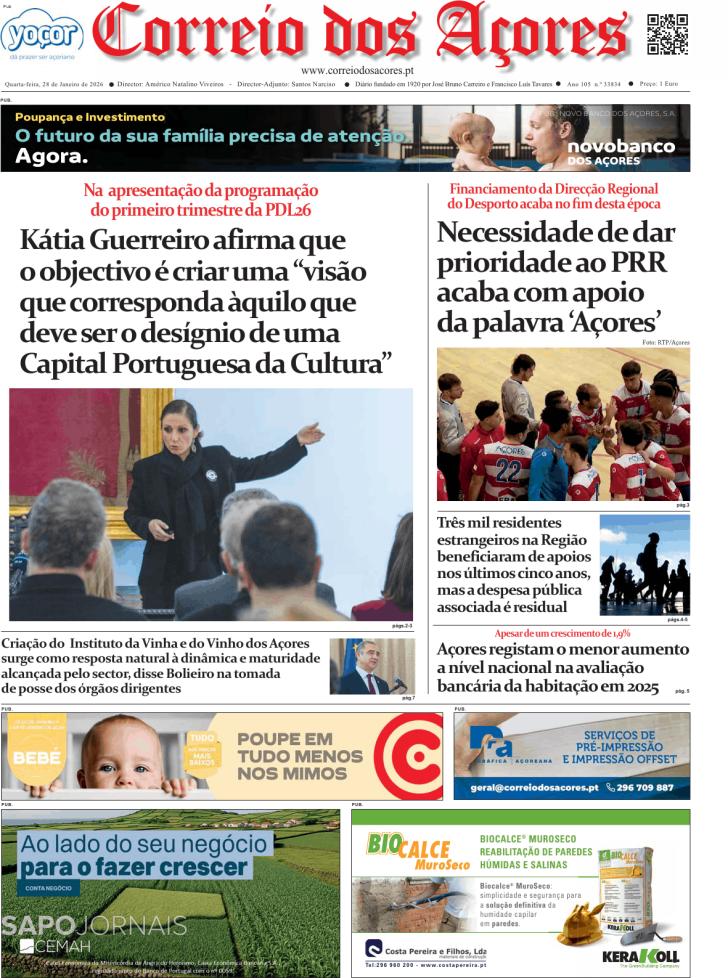 Capa Correio dos A�ores - 2026-01-28