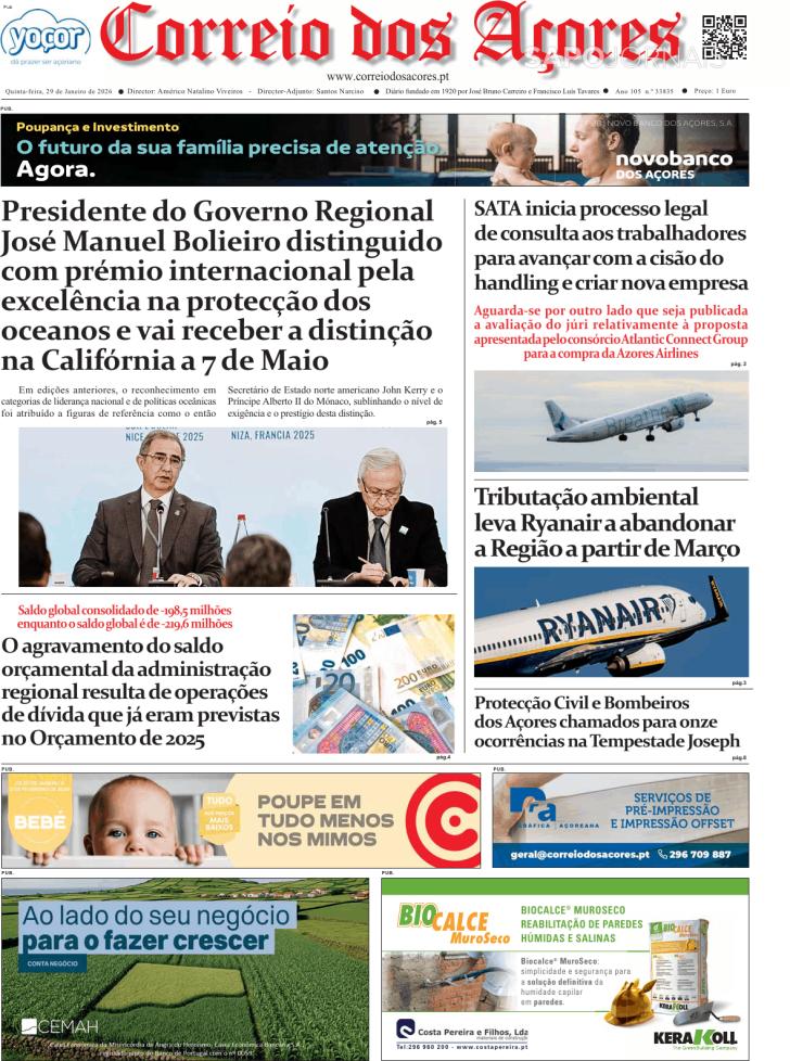 Capa Correio dos A�ores - 2026-01-29