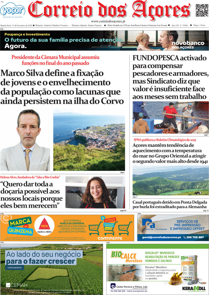 Capa Correio dos A�ores - 2026-02-11