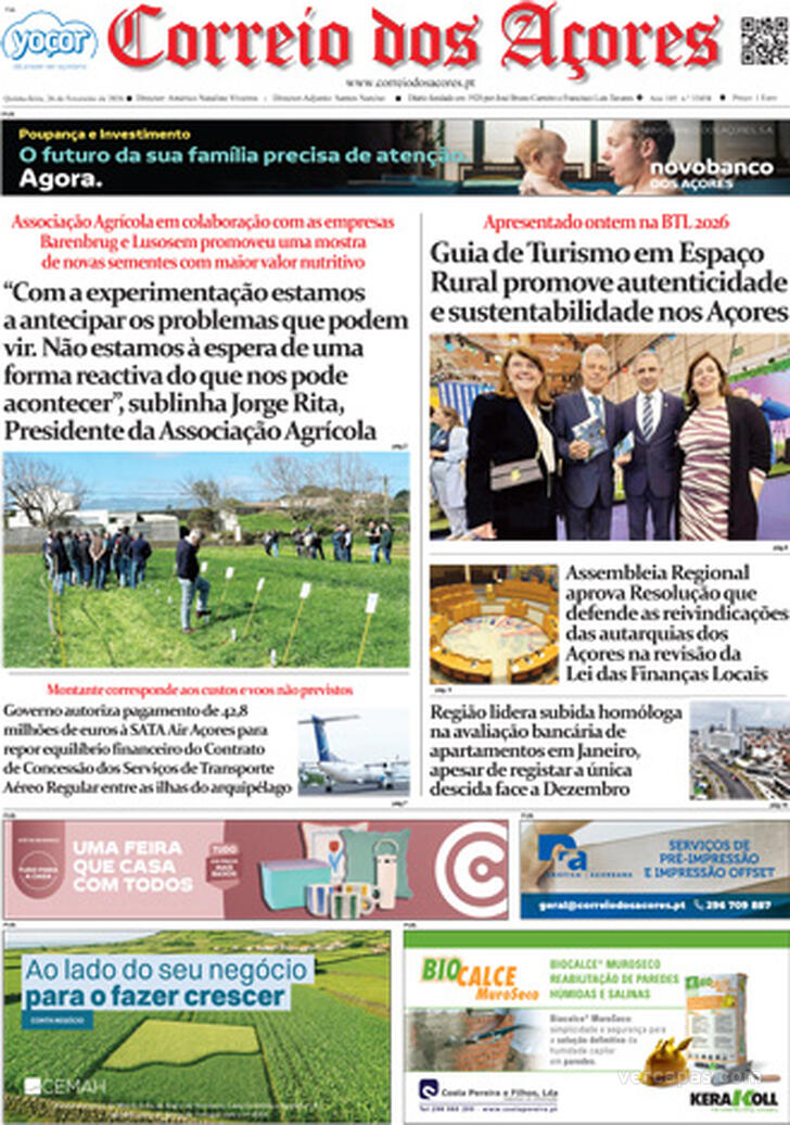 Capa Correio dos A�ores - 2026-02-26