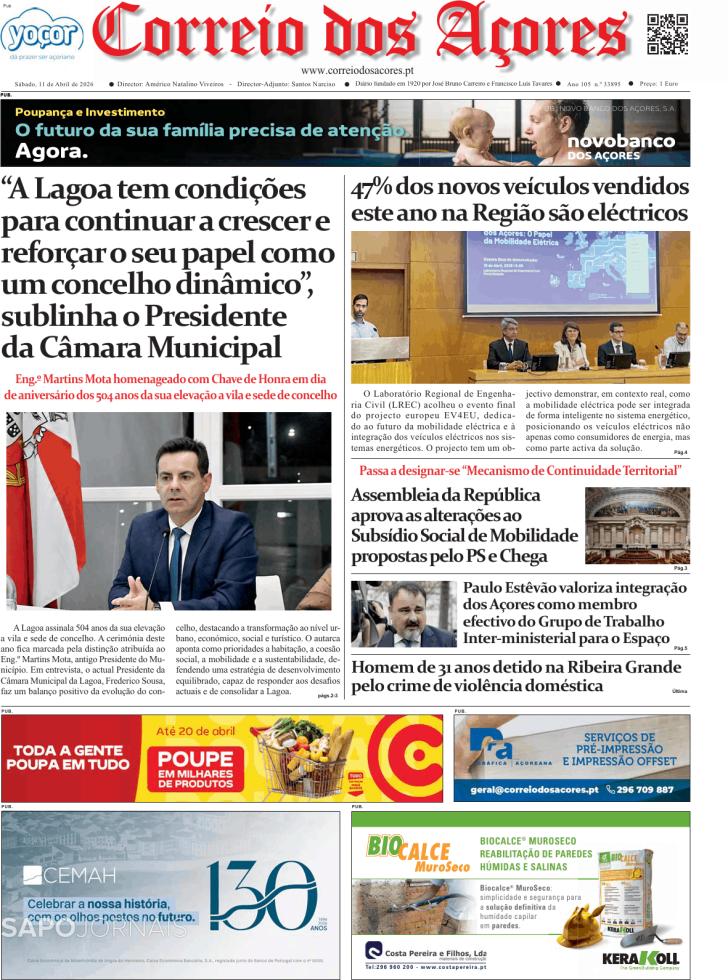 Capa Correio dos A�ores - 2026-04-11