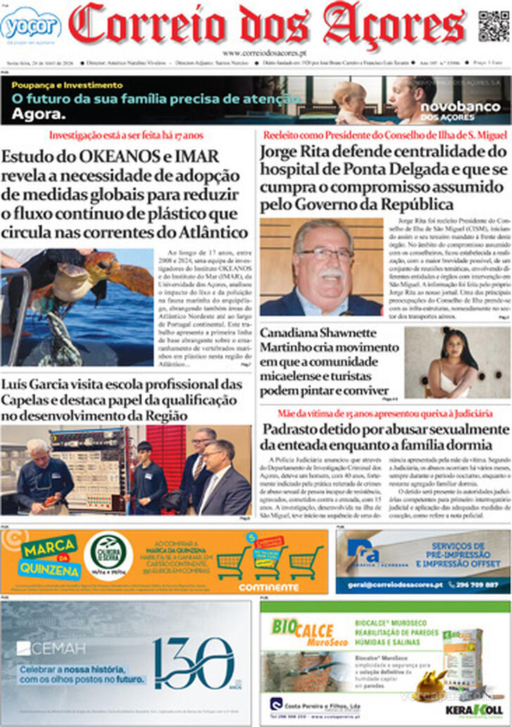 Capa Correio dos A�ores - 2026-04-24