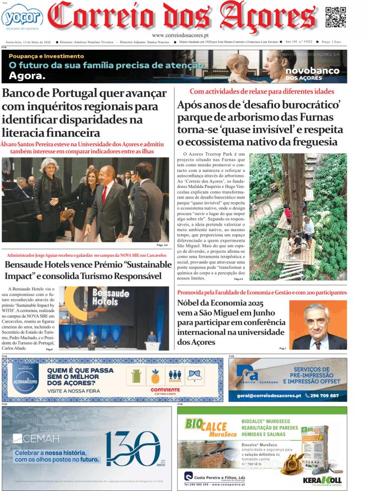Capa Correio dos A�ores - 2026-05-15