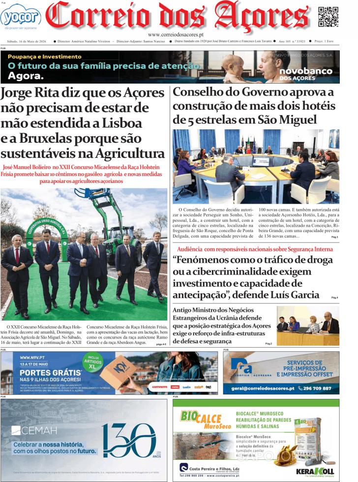 Capa Correio dos A�ores - 2026-05-16