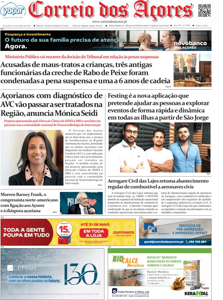 Capa Correio dos A�ores - 2026-05-22