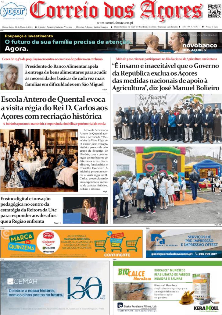 Capa Correio dos A�ores - 2026-05-28