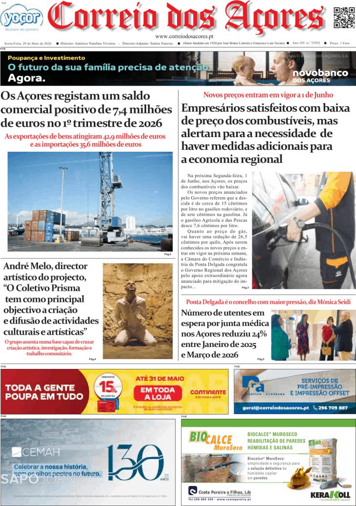 Capa Correio dos A�ores - 2026-05-29