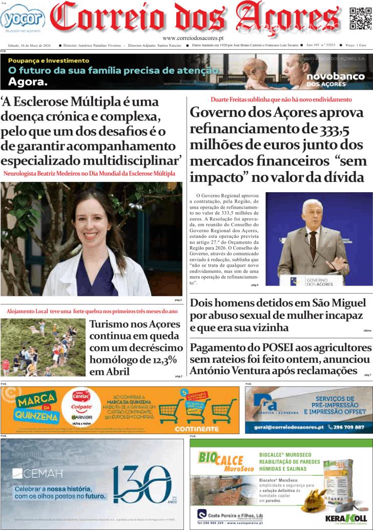 Capa Correio dos A�ores - 2026-05-30
