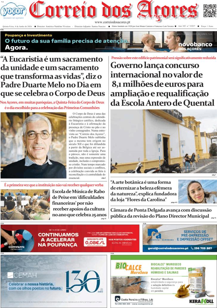 Capa Correio dos A�ores - 2026-06-04