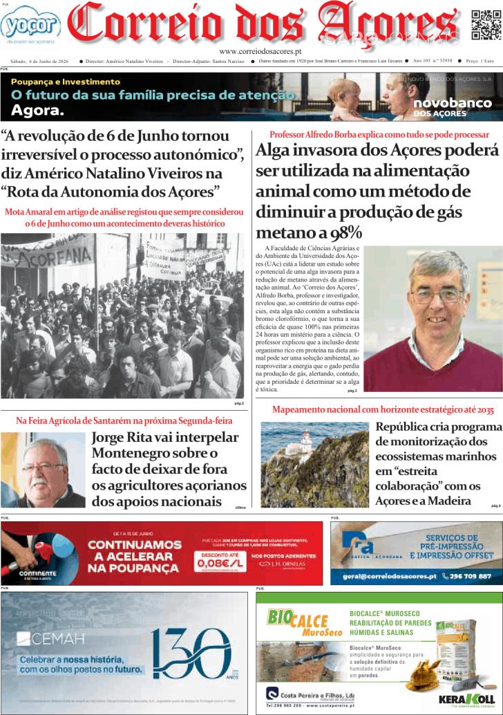 Capa Correio dos A�ores - 2026-06-06