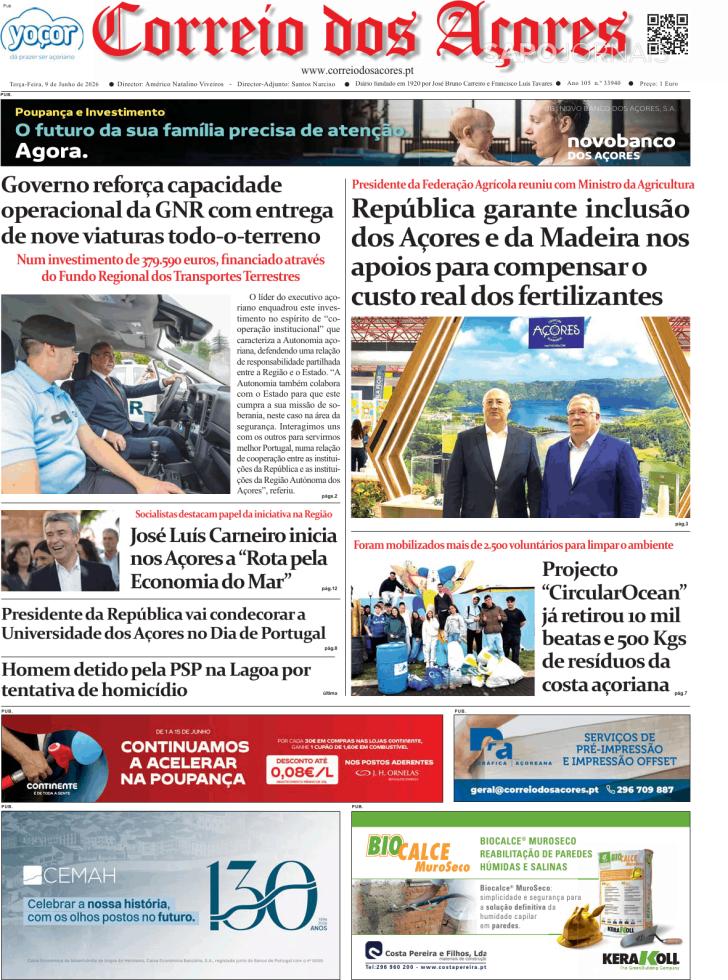 Capa Correio dos A�ores - 2026-06-09