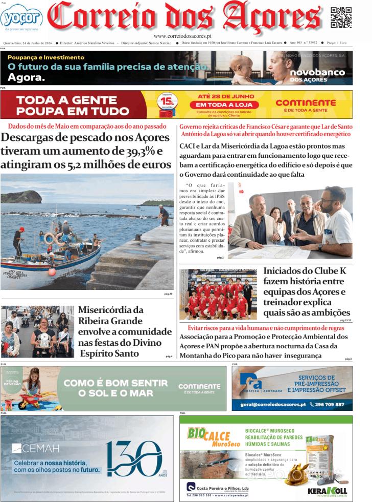 Capa Correio dos A�ores - 2026-06-24