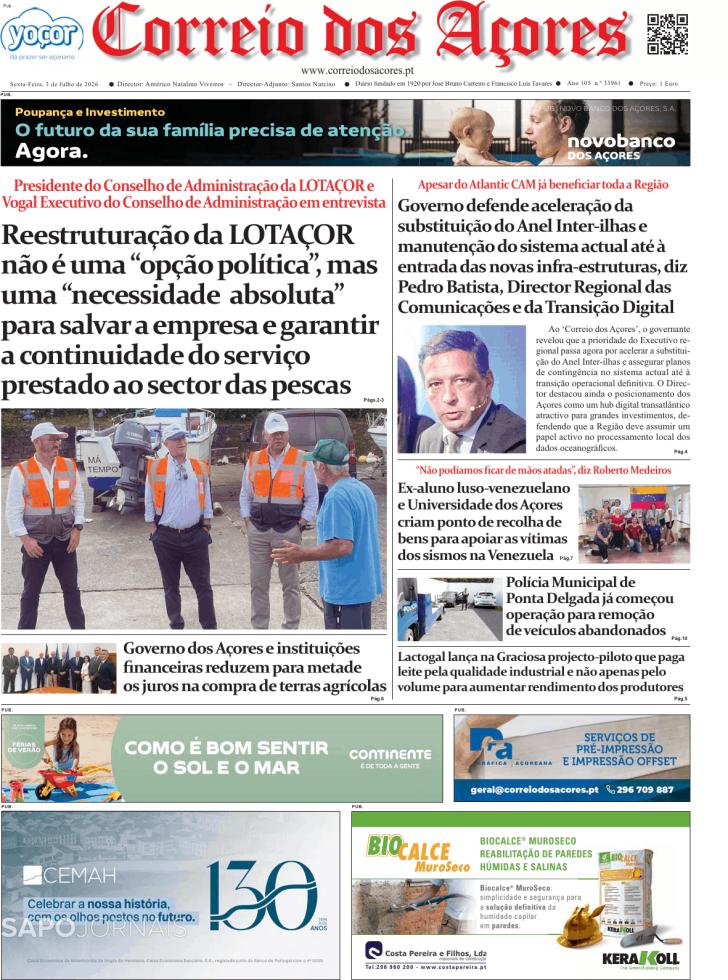 Capa Correio dos A�ores - 2026-07-03