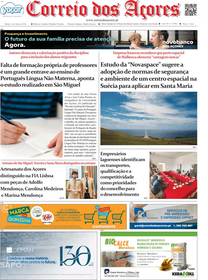 Capa Correio dos A�ores - 2026-07-04