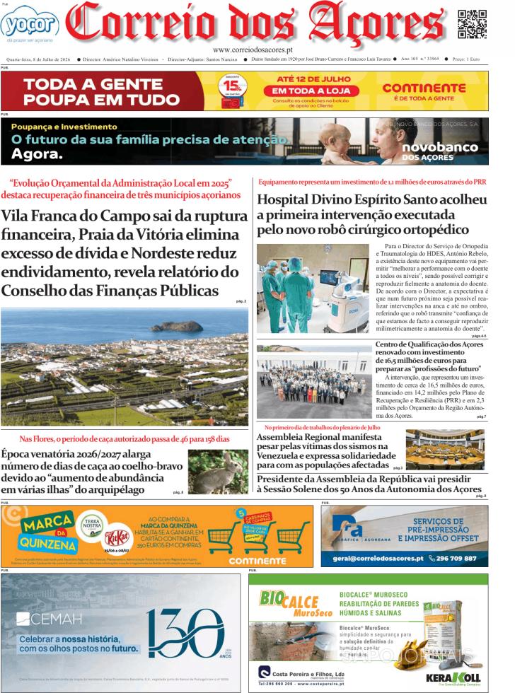 Capa Correio dos A�ores - 2026-07-08