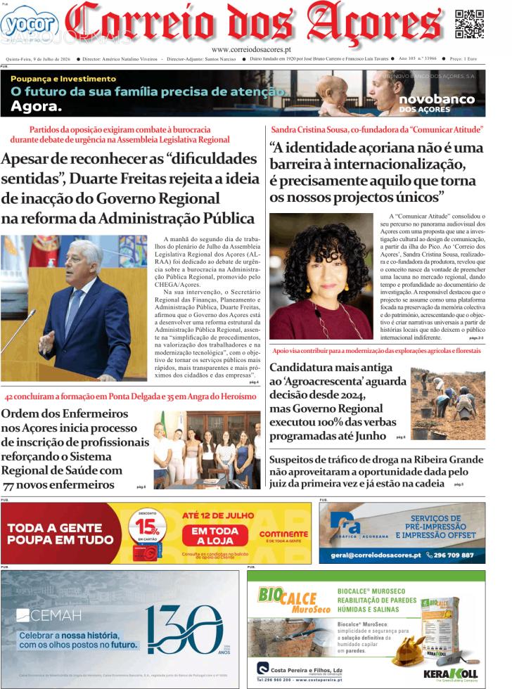 Capa Correio dos A�ores - 2026-07-09