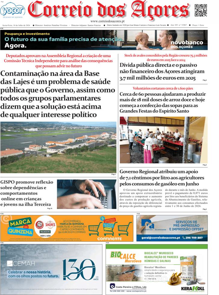 Capa Correio dos A�ores - 2026-07-10