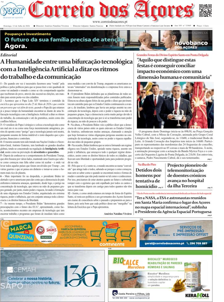 Capa Correio dos A�ores - 2026-07-12