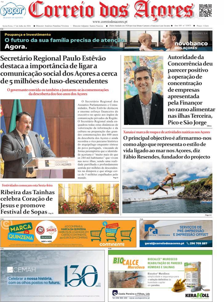 Capa Correio dos A�ores - 2026-07-17
