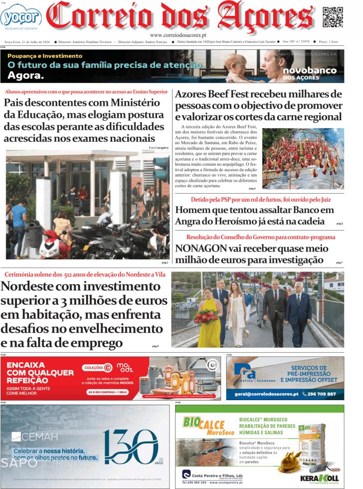 Capa Correio dos A�ores - 2026-07-21